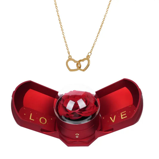 Cofre Armonía Rosa Eterna con Collar Grabado